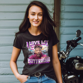 T-shirt I Love My Boyfriend Purple Bootleg Rapper Photo