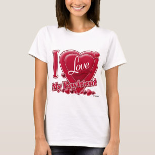 T-shirt I Love My Boyfriend rouge - coeur