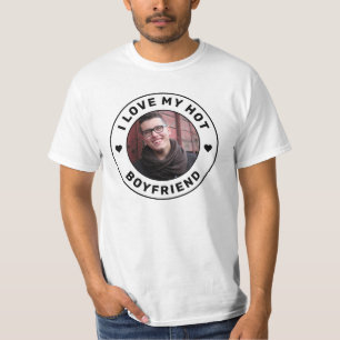 T-shirt I Love My Boyfriend Simple Photo personnalisée