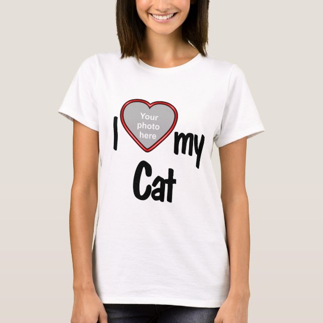 T-shirt I Love My Cat - Cadre photo Coeur Rouge mignon (Devant)