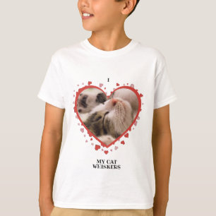 T-shirt I Love My Cat Heart with Pet Photo and Name White