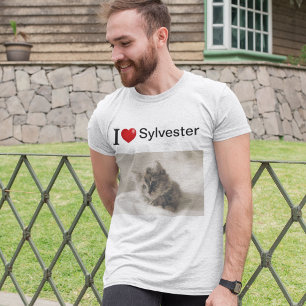 T-shirt I Love My Cat photo personnalisée