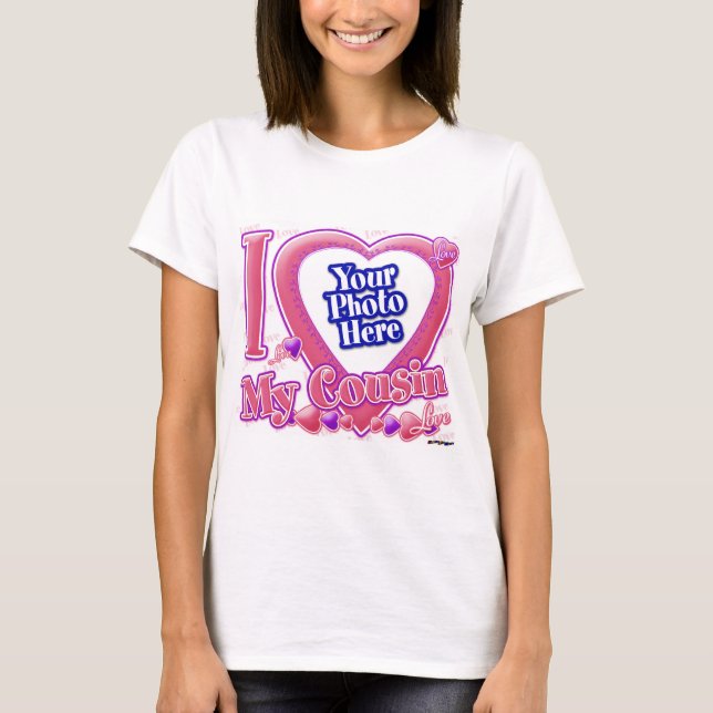 T-shirt I Love My Cousin rose/violet - photo (Devant)