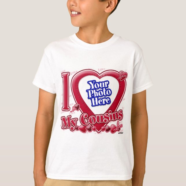 T-shirt I Love My Cousins coeur rouge - photo (Devant)