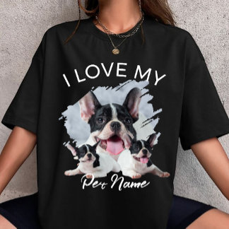 T-shirt I Love My Dog Custom Photo Pet Cat Personalized 