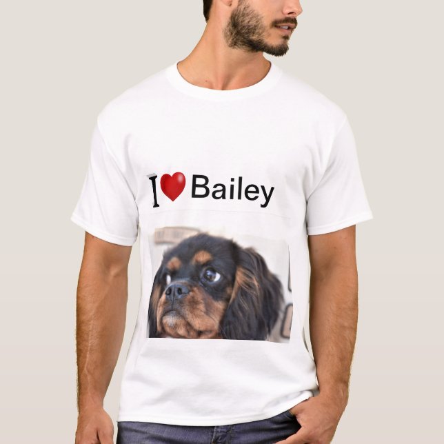 T-shirt I Love My Dog photo personnalisée (Devant)