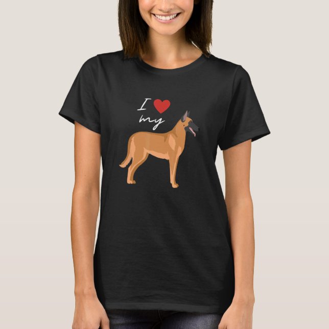 T-shirt I Love My Fawn Sable Belgian Malinois Dog   (Devant)