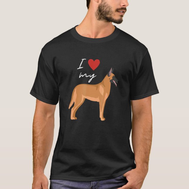 T-shirt I Love My Fawn Sable Belgian Malinois Dog   (Devant)
