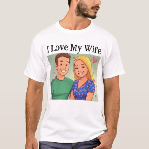T-shirt I Love My Femme Famille Minimaliste Mignonne Photo