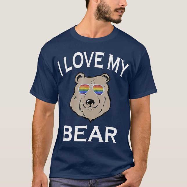 T-shirt I Love My Gay Bear T Boyfriend Mari LGBT Cadeau (Devant)