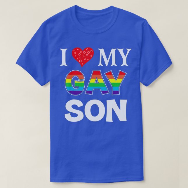 T-shirt I Love My Gay Son LGB Lesbian Rainbow Pride L (Design devant)