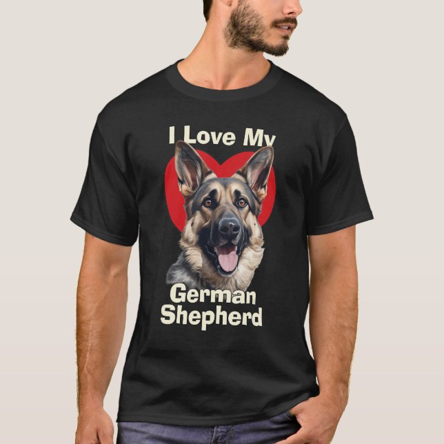 T-shirt I Love My German Shepherd Puppy Dog (Devant)