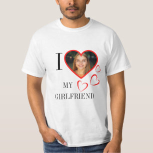 T-shirt  I Love My Girlfriend Custom Heart Your Photo