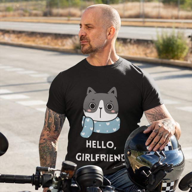 T-shirt I Love My Girlfriend Custom Text Homme's Cat T-shi (Créateur téléchargé)
