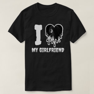 T-shirt I Love My Girlfriend Gothic White Heart Photo