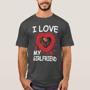 T-shirt I Love My Girlfriend Heart Photo personnalisée 