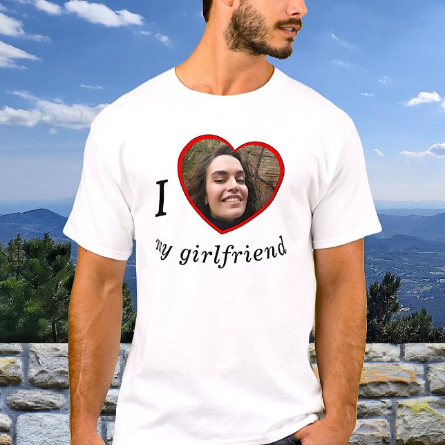 T-shirt I Love My Girlfriend Petit ami Texte Photo Personn (Créateur téléchargé)