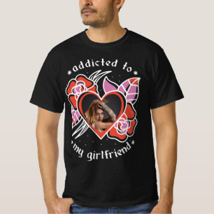 T-shirt I Love My Girlfriend Photo Heart Custom Black