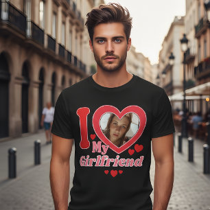 T-shirt I Love My Girlfriend Photo personnalisée i Heart M