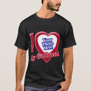 T-shirt I Love My Girlfriend Photo Red Heart Black