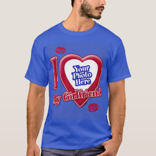 T-shirt I Love My Girlfriend Photo Red Heart Lips D R Blue