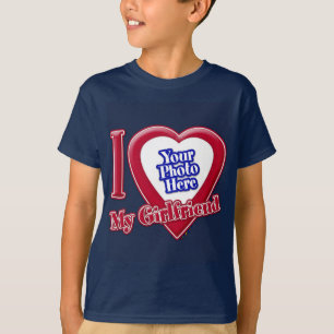 T-shirt I Love My Girlfriend Photo Red Heart Navy Blue T-S