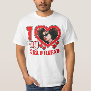 T-shirt I Love My Girlfriend Photo Texte personnalisé