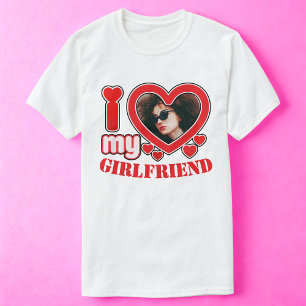 T-shirt I Love My Girlfriend Photo Texte personnalisé