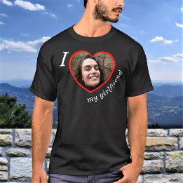 T-shirt I Love My Girlfriend Photo Texte personnalisé