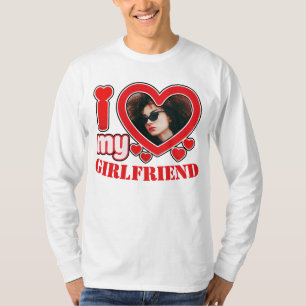 T-shirt I Love My Girlfriend Photo Texte personnalisé