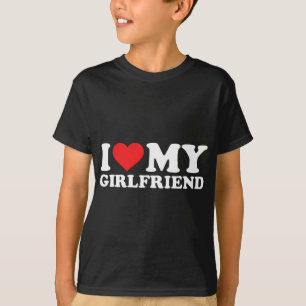 T-shirt I Love My Girlfriend T Funny Valentine Red Heart L