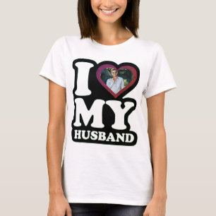 T-shirt I Love My Husband Green Leaf Style - Photo personn