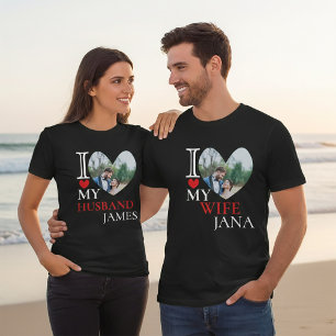 T-shirt I Love My Husband Heart Personnalisé Photo
