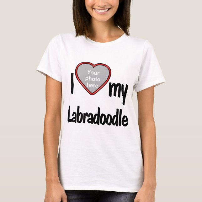 T-shirt I Love My Labradoodle - Cadre photo Coeur Rouge mi (Devant)