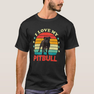 T-shirt I Love My Pitbull Men Women Love Black Pit bull Vi