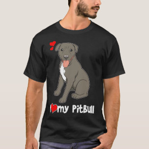 T-shirt I Love My Pitbull Pit Bull Lover Imprimer