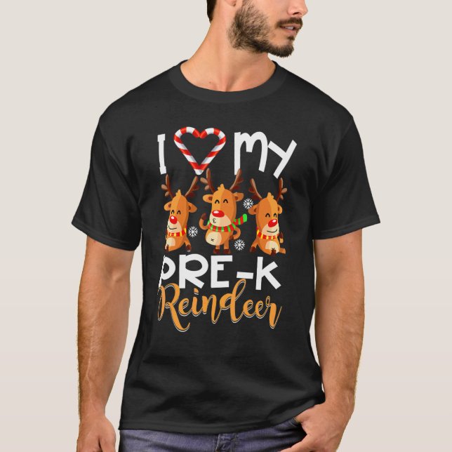 T-shirt I Love My Pre k Reindeers Étudiants Enseignant Chr (Devant)
