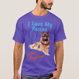 T-shirt I Love My Rescue German Shepherd Cool Adopted Dog