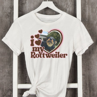 T-shirt I Love My Rottweiler Custom Pink Heart Photo