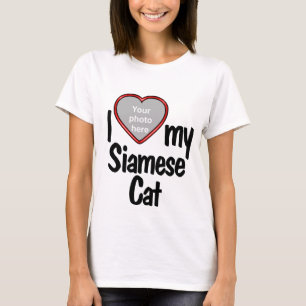 T-shirt I Love My Siamese Chat - Cadre photo Coeur Rouge