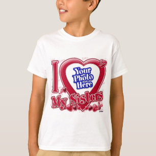 T-shirt I Love My Sisters coeur rouge - photo
