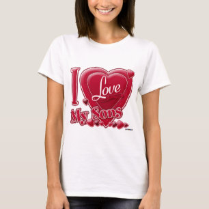 T-shirt I Love My Sons rouge - coeur