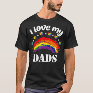 T-shirt I Love My Two Dads LGBT Flag Clothes Kids Baby Rai