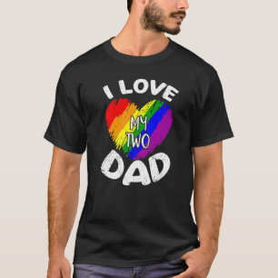 T-shirt I Love My Two Moms Gay pride Lgbt Drapeau Lesbian
