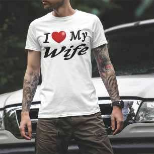 T-shirt I Love My Wife mignon texte noir