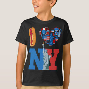 T-shirt I Love New York NY souvenir Cadeau Hot dogs pizza