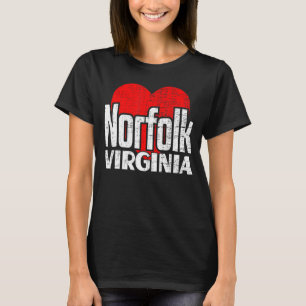 T-shirt I Love Norfolk Virginia Retro Big Heart Norfolk Va
