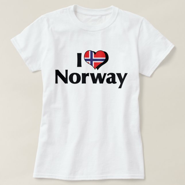 T-shirt I Love Norway Flag Shirt (Design devant)