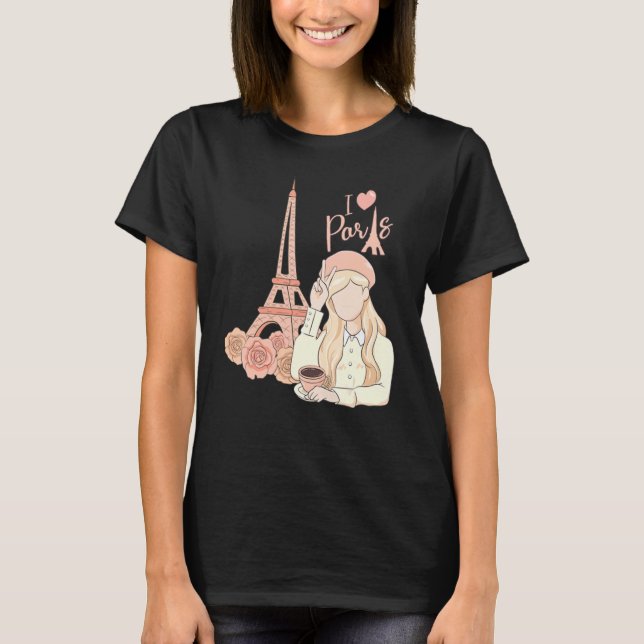 T-shirt I Love Paris Eiffel Tower France  French Souvenir (Devant)