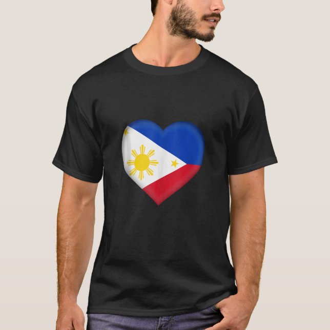 T-shirt I Love Philippines Design Filipino Flag Heart Outf (Devant)
